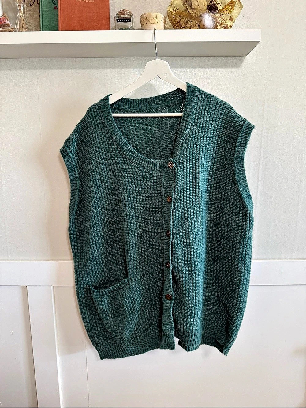 Hunter Green Knit Button Front Sweater
